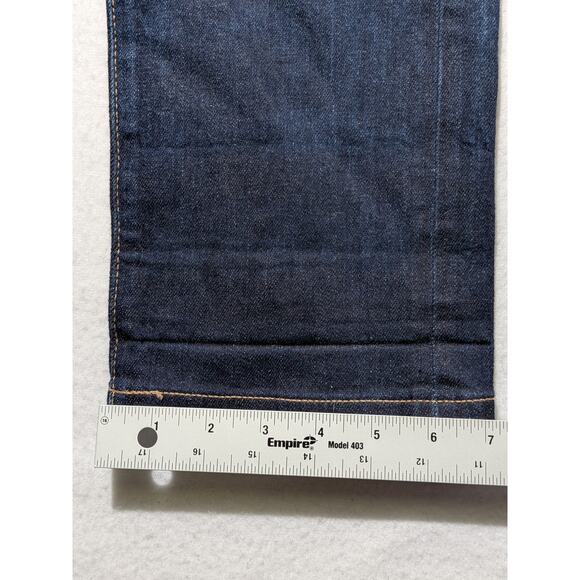 UNIQLO Slim Straight Jeans Japanese Kaihara Denim Low Rise Dark Wash 35x32 - Picture 16 of 16